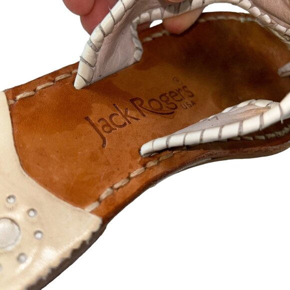 jack rogers classic pink white slides thongs leather sandals 6 - Picture 3 of 6